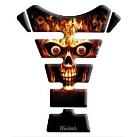 Autocollants 3D Tête De Mort Flamme Pour Moto - Lot De 4, PVC Résistant, Protection Contre Rayures, Personnalisation