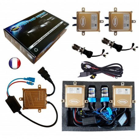 Kit HID Xénon Vega® H4 Hi/Lo bi-xénon 55W slim DSP AC 2 ampoules à embase métallique - Garantie à vie