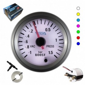 Manomètre Vega® pression turbo -1 à 1,5 bars 7 couleurs fond blanc 52 mm