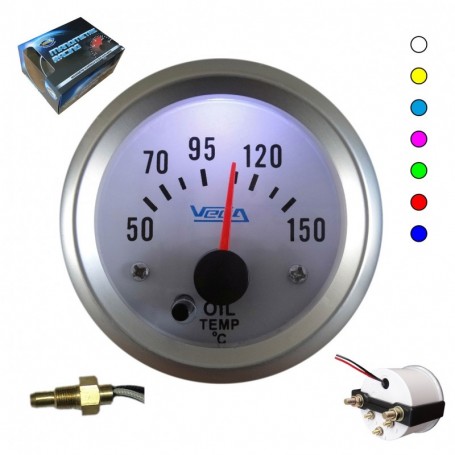 Manomètre Vega® température d'huile 50-150 °C 7 couleurs fond blanc 52 mm