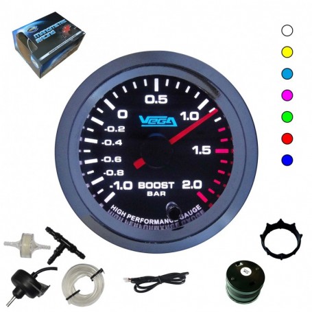 Manomètre Vega® haute précision pression turbo -1 à 2 bars 7 couleurs 52 mm