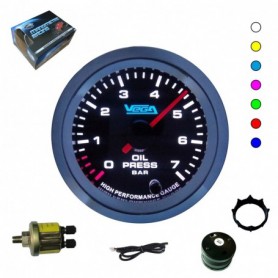 Manomètre Vega® haute précision pression d'huile 0-7 bars 7 couleurs 52 mm