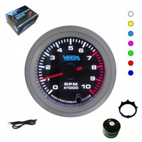 Compte-tours Vega® 4, 6 et 8 cylindres 4 temps 0-10000 tours/min 7 couleurs 52 mm