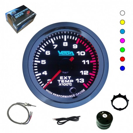 Manomètre Vega® haute précision température gaz d'échappement 300 à 1300 °C 7 couleurs 52 mm