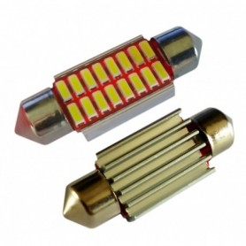 Ampoule navette 36 mm C5W C10W 16 leds 4014SMD anti-erreur ODB Blanche xénon