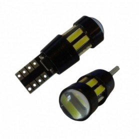 Ampoule W5W T10 10 leds 7020 SMD protection thermique anti-erreur ODB Blanche xénon