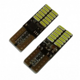 Ampoule W5W T10 24 leds 4014SMD anti-erreur ODB Blanche xénon