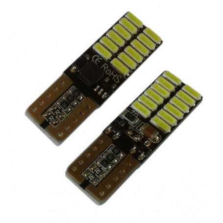 Ampoule W5W T10 24 leds 4014SMD anti-erreur ODB Blanche xénon
